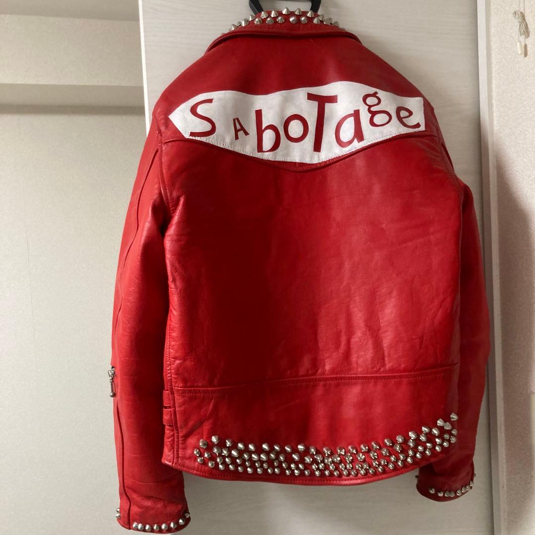 ライダース赤　スタッズ　38インチ前後