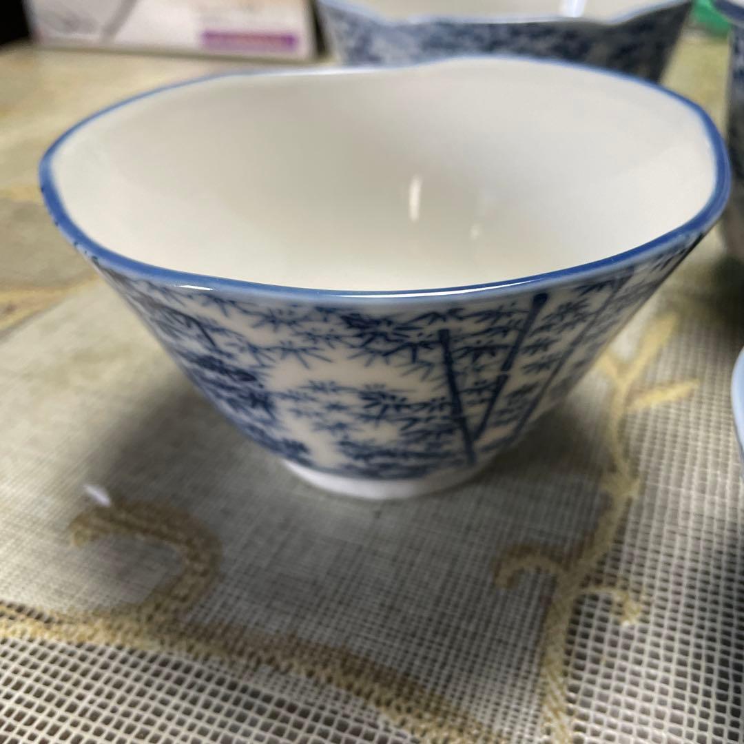 青い竹柄陶器食器セット ９点10セット