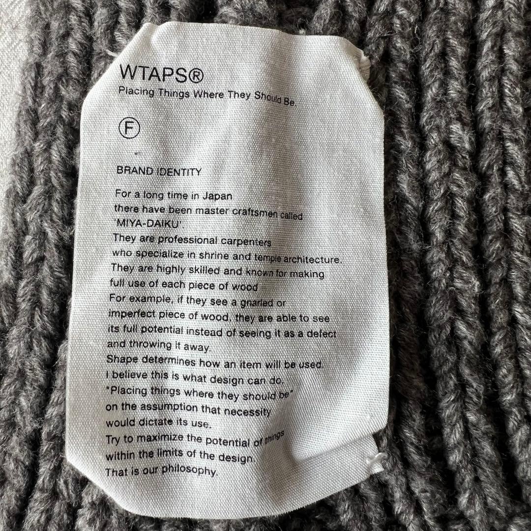 【美品】WTAPS ダブルタップス マフラー ストール グレー ケーブルニット