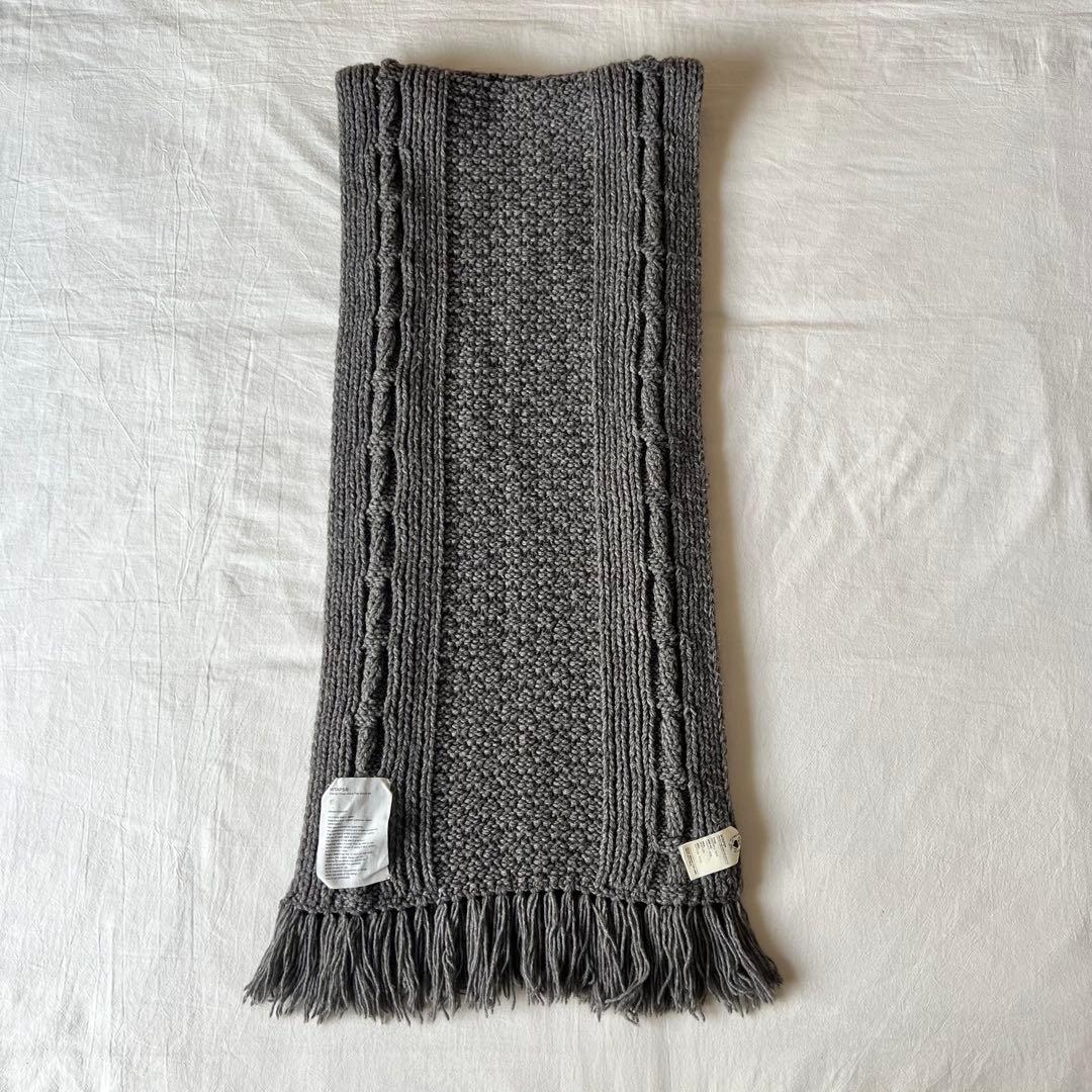 【美品】WTAPS ダブルタップス マフラー ストール グレー ケーブルニット