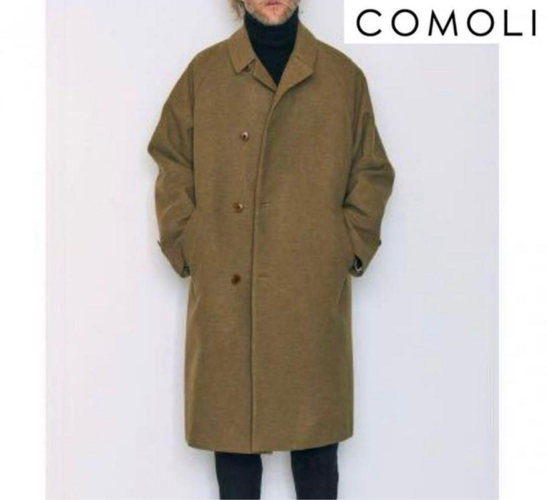 S*.様 comoli ウールコットンバルカラーコート　タイロッケン　カーキ　サ