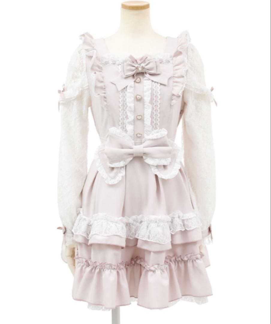 LIZLISA ティアラリボンティアードワンピース ピンク