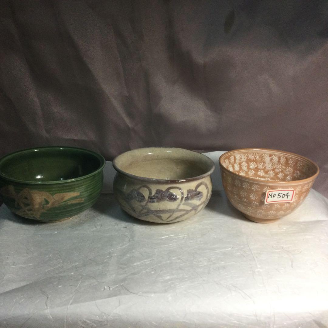 NO504…作家物お茶碗3点。
