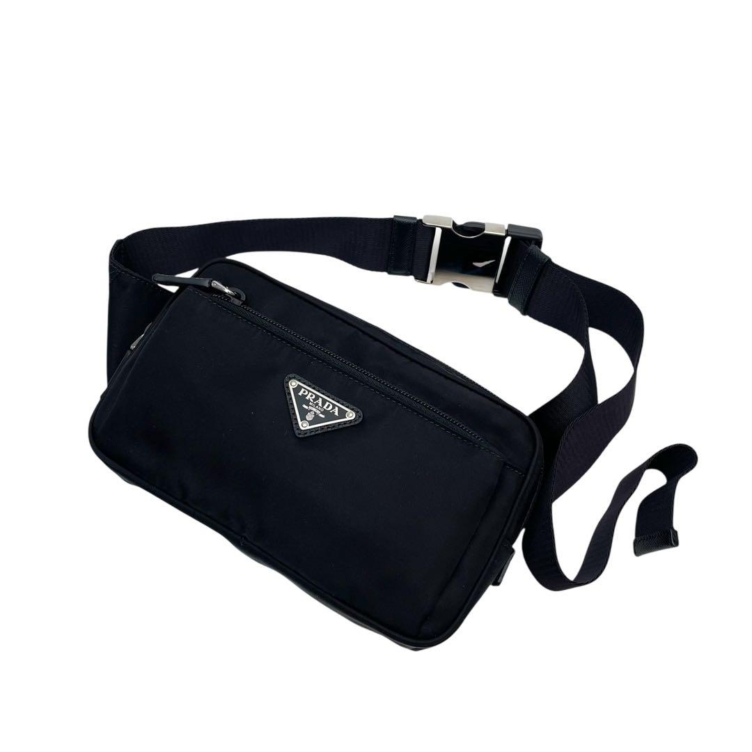 美品 現行 プラダ ナイロン×レザー ウエスト ボディ バッグ 2VL977.