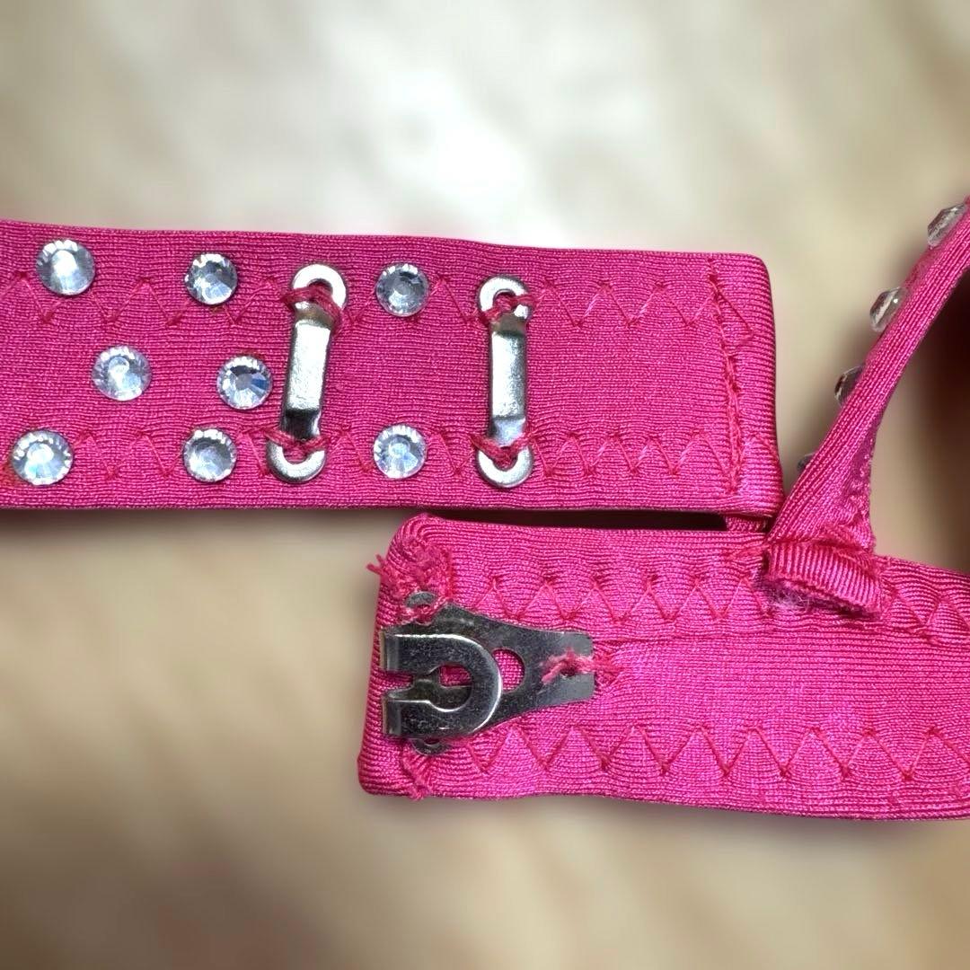 6318★ S ピンク ラインストーン スパンコール ラテンドレス 社交ダンス