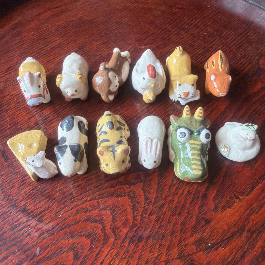 箸置き 干支 楽入窯 12個 揃い