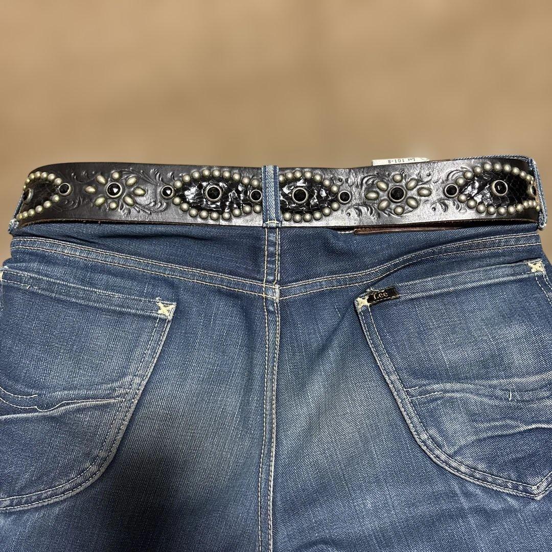 34inch カービング　ピーナッツ　HTC レザースタッズベルト　ブラック