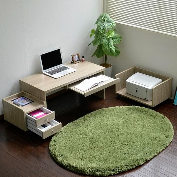 《新品送料無料》ロータイプデスク3点セット 90cm幅 デスク+ラック+チェスト