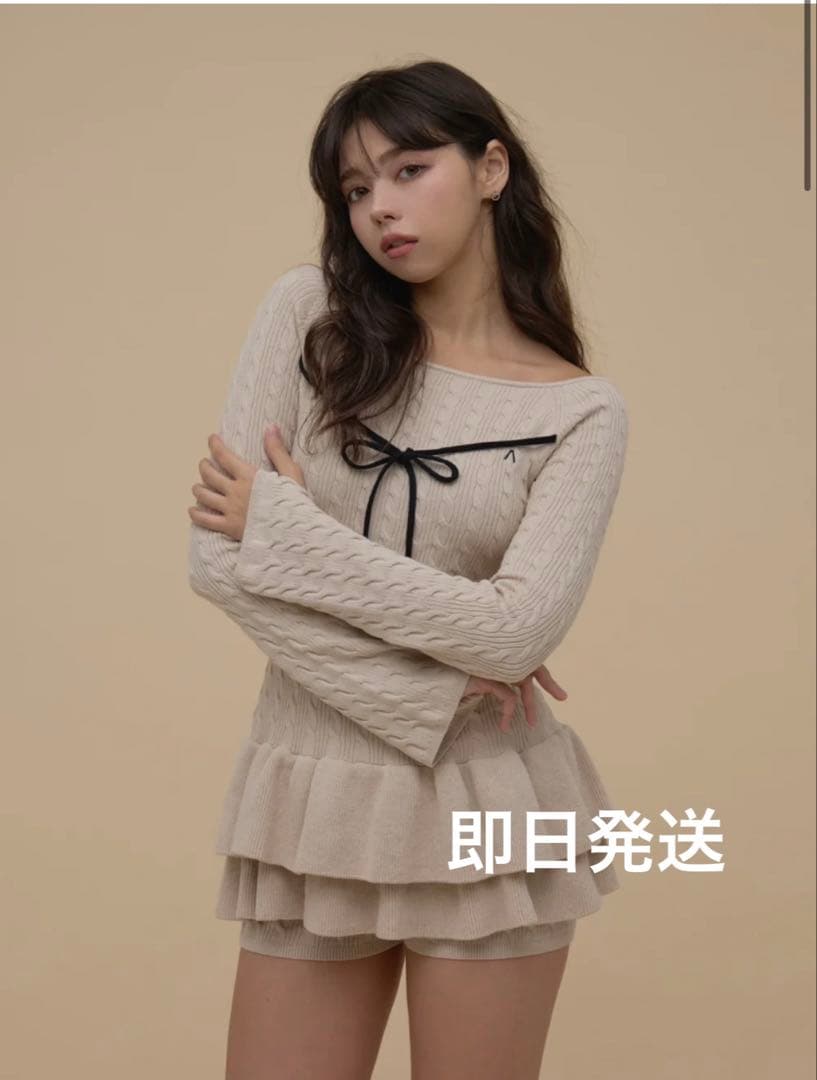 新品⭐︎andmary Milky frill mini dress beige