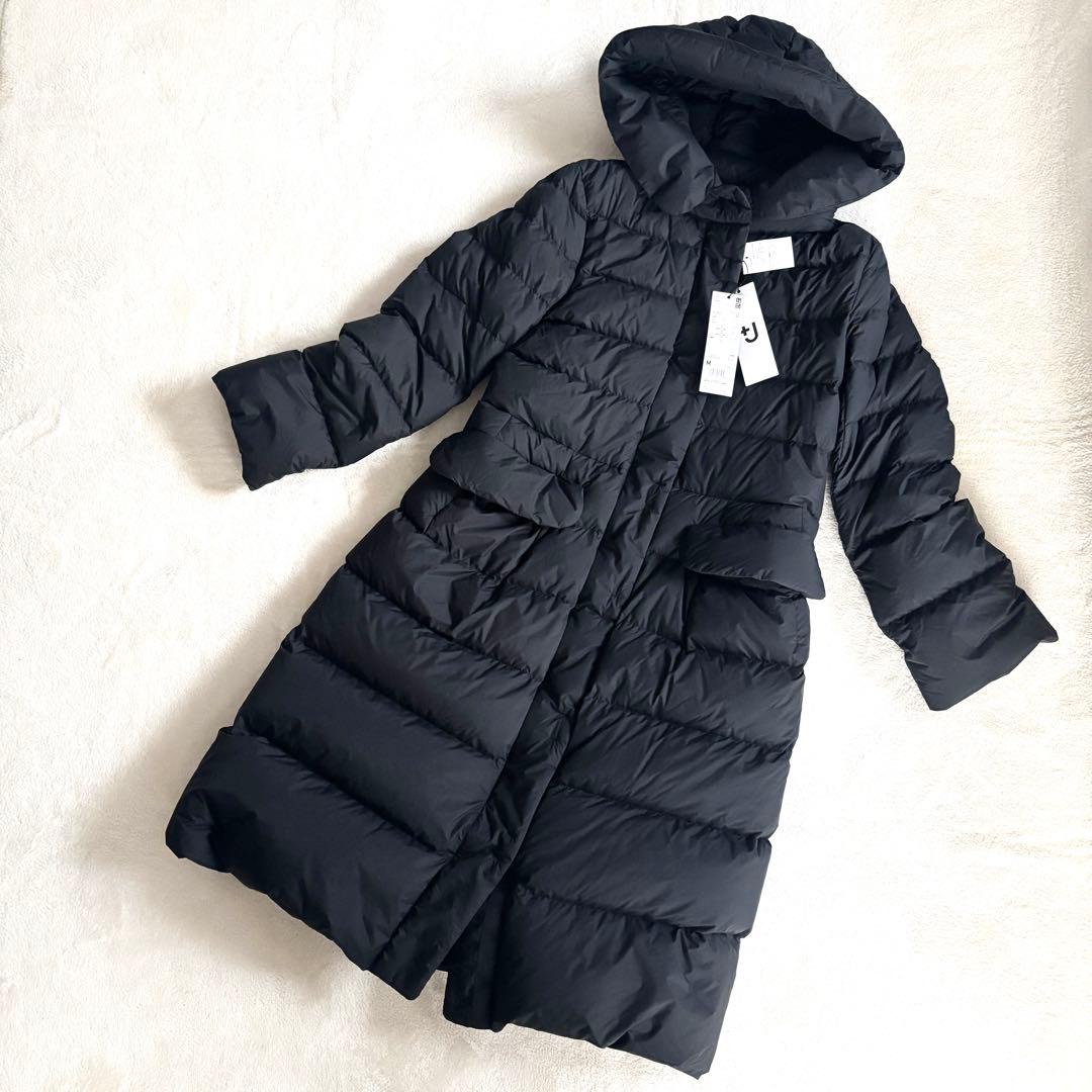 【新品】ユニクロ +J ウルトラライトダウンフーデットコート　M ブラック