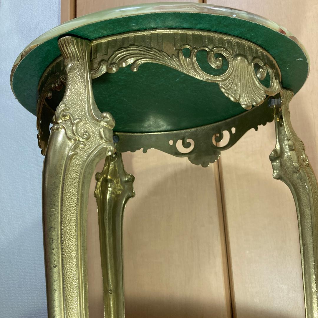 大理石 ゴールド 真鍮 オニキス 2段 サイド テーブル 黄銅 華台 西洋家具