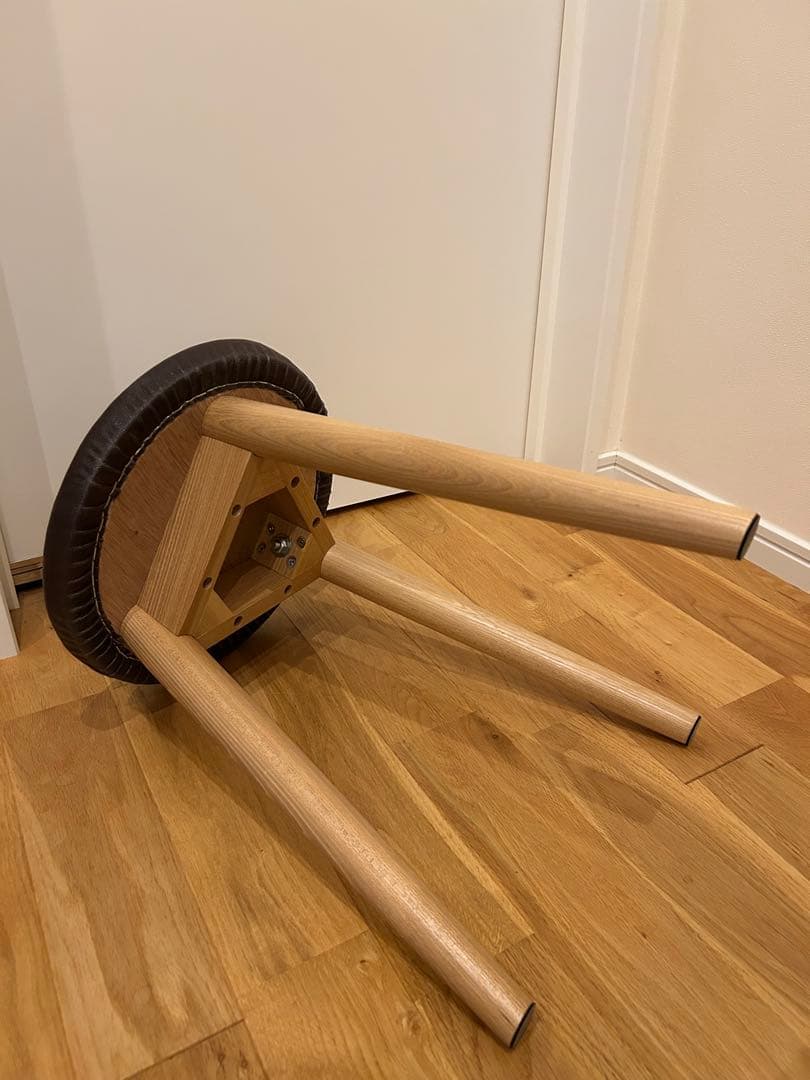 木製円形スツール ブラウン