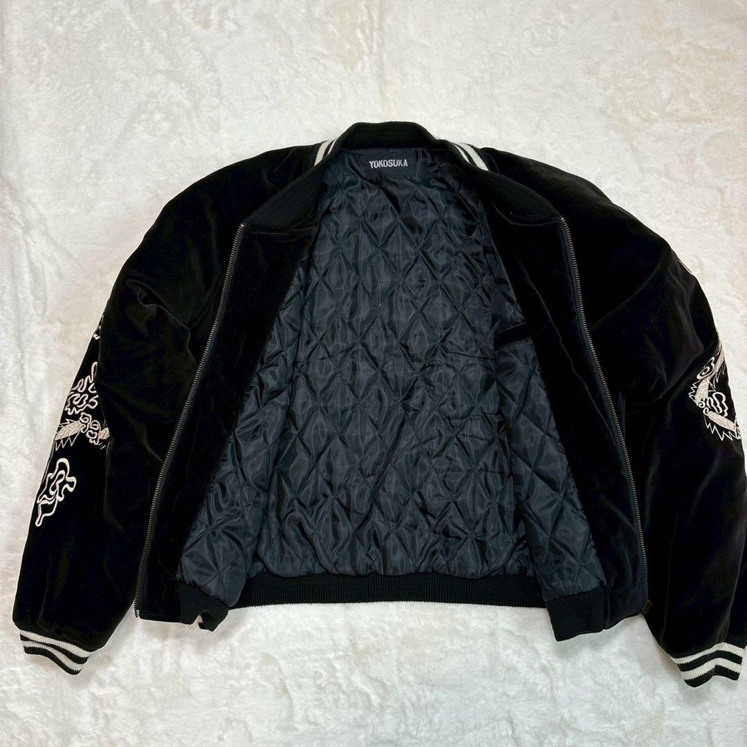 vintage スカジャン　別珍　ベロア　刺繍　日本　ショート丈　短丈　横須賀