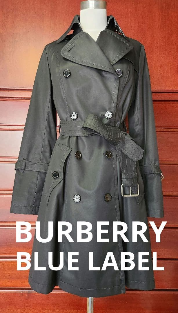 BURBERRY BLUE LABELブラック40撥水トレンチコート極美品