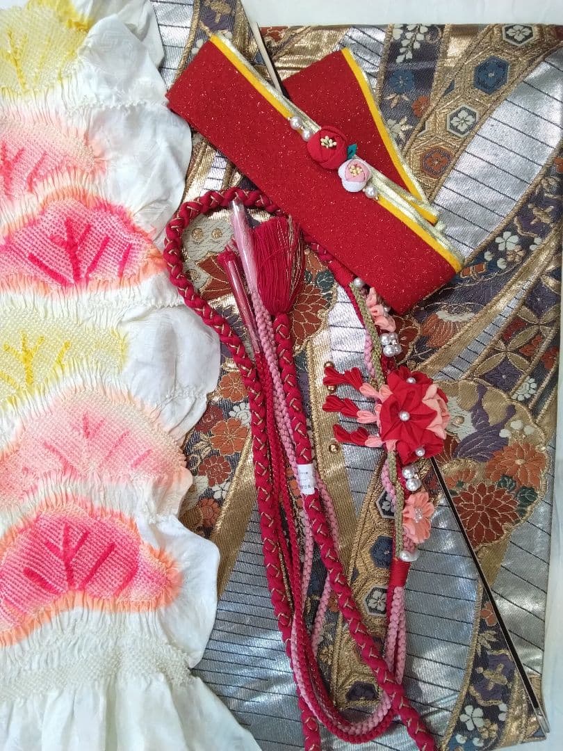 ❰-超得-❱振袖フルセット、正絹振袖セット、重ね衿、帯揚げ帯締め、袋帯、襦袢