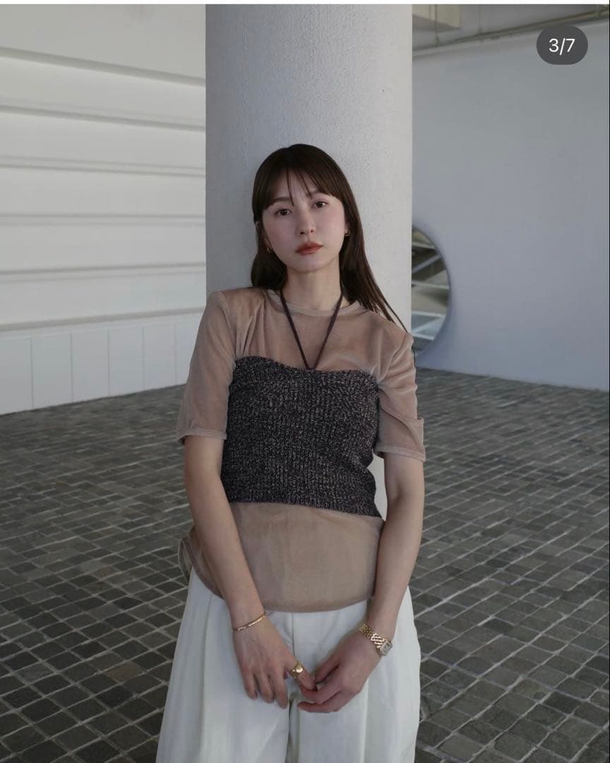 着用1回✨clane ベージュトップス&チューブトップセット
