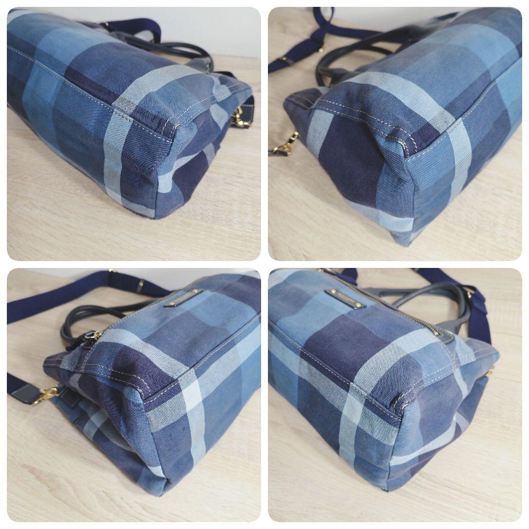 ブルーレーベルクレストブリッジ チェック柄 2WAYトート ネイビー