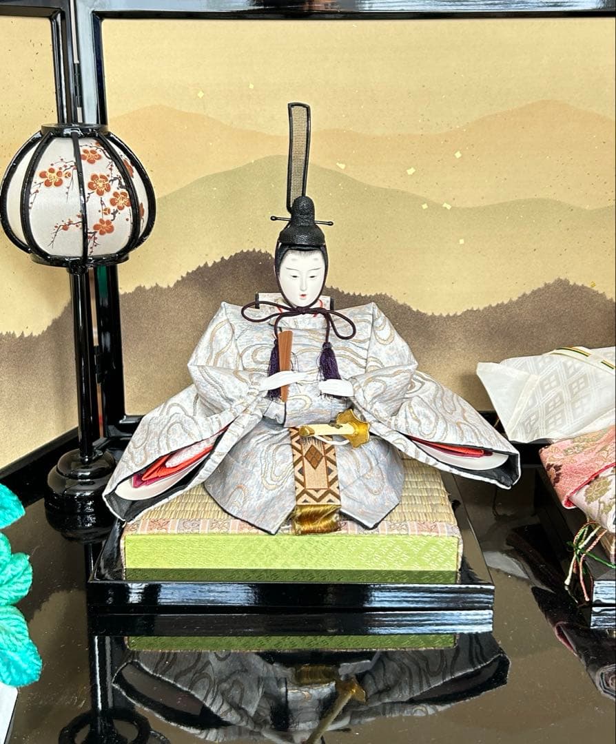 吉福 雛人形 親王飾り 平飾り 金屏風 美品