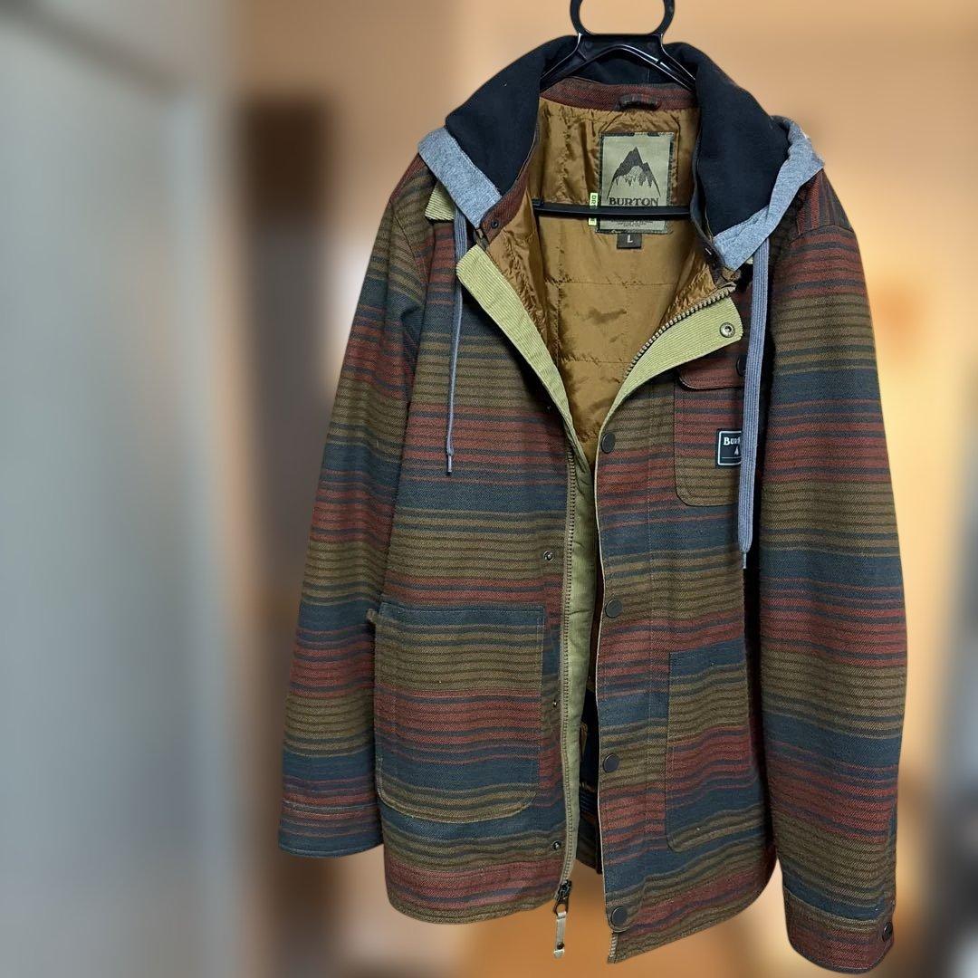 【最終値下大人気美品】BURTON 中綿フーディジャケット ボーダー柄Lサイズ