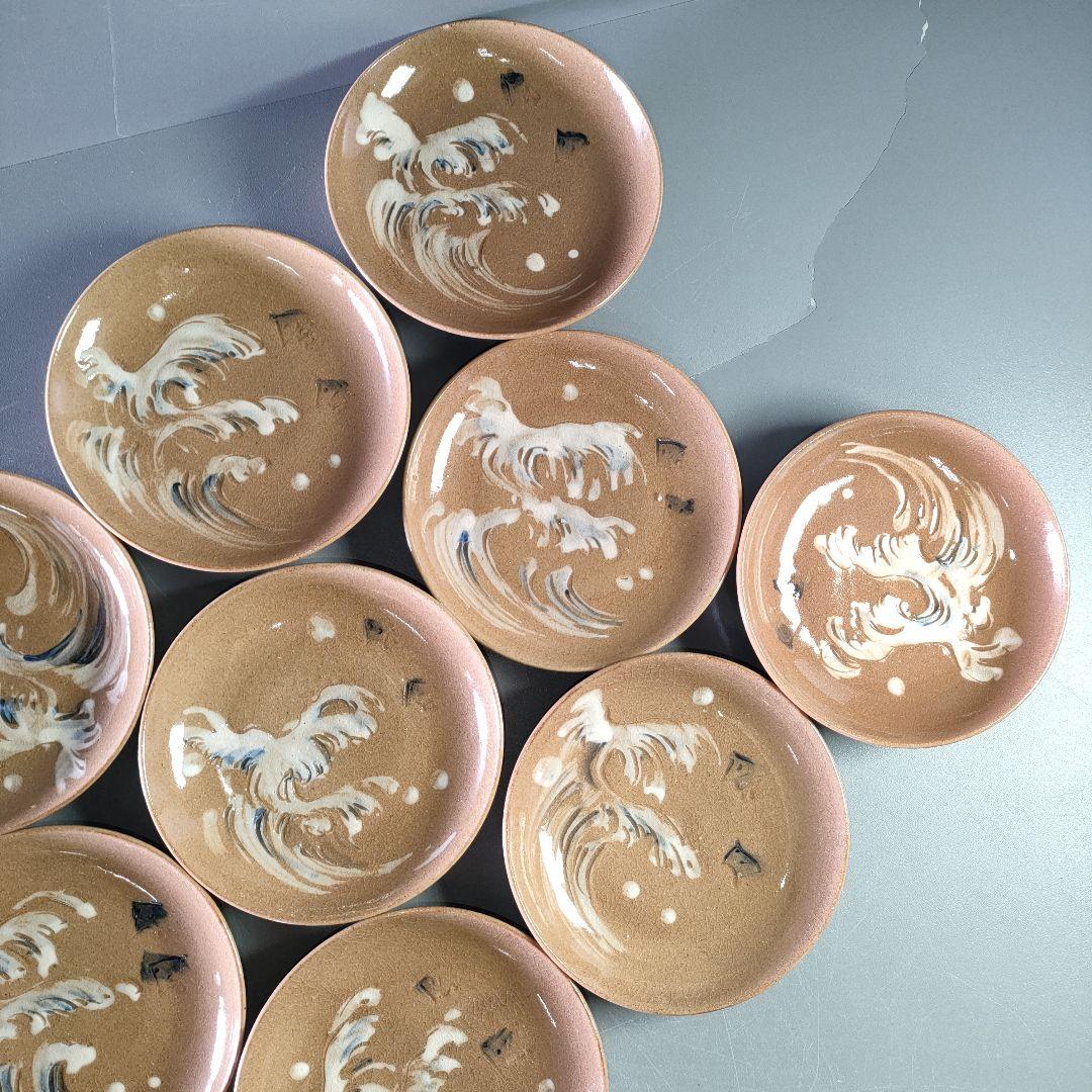 A1229-2/在銘/浪千鳥小皿18客/向付/銘々皿/飾皿/菓子皿/懐石道具/