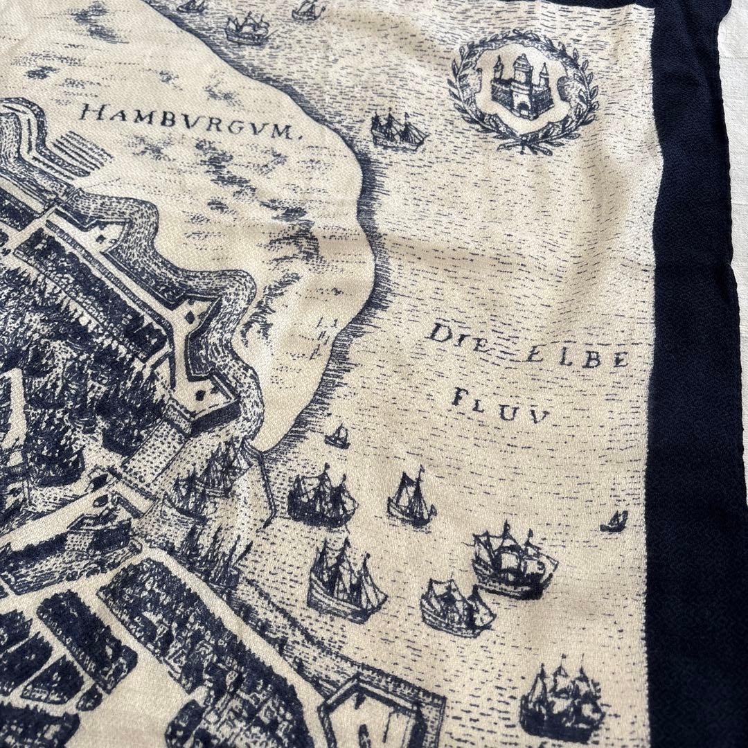 manipuri ウール&シルク　大判ストール　マニプリ　ハンブルク　古地図