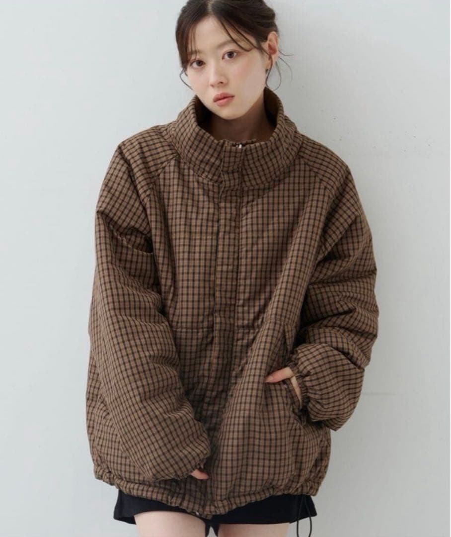 Kastane チェック中綿リバーシブルアウター　ダウンジャケット