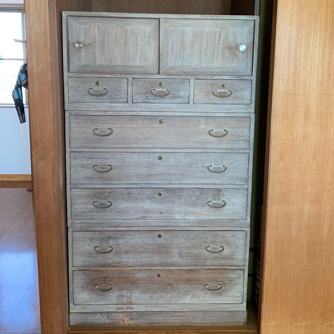 アンティーク家具　古道具　古家具　桐箪笥　総桐タンス　3分割