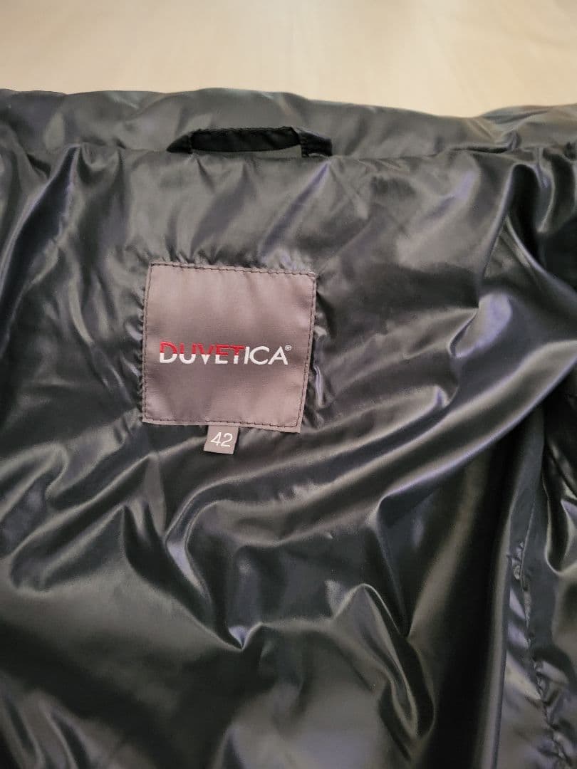 DUVETICA　ファー付き黒ロングダウンジャケット