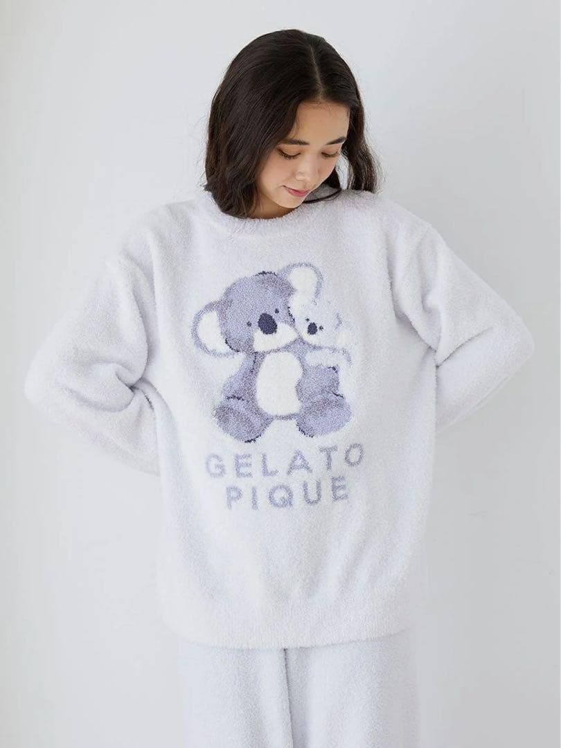 新品 ジェラートピケ アニマルジャガードプルオーバー&ロングパンツセット コアラ