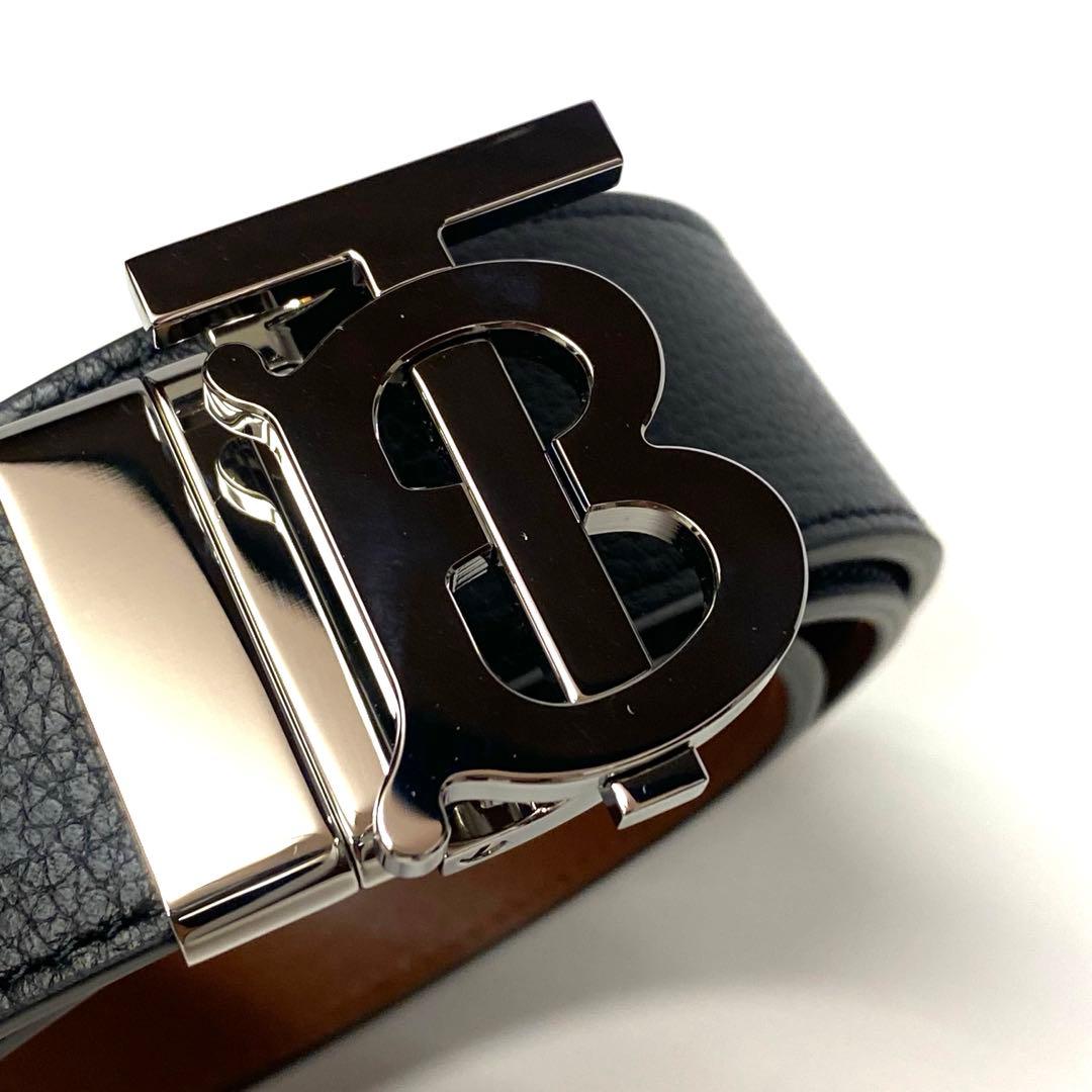 試着程度　定価8.3万　 バーバリー リバーシブル レザー TBベルト TBロゴ