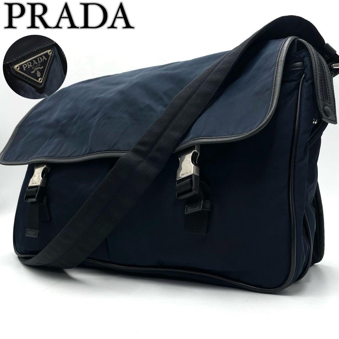 プラダ 三角ロゴ メッセンジャー A4収納可能 メンズ プレート 白タグ