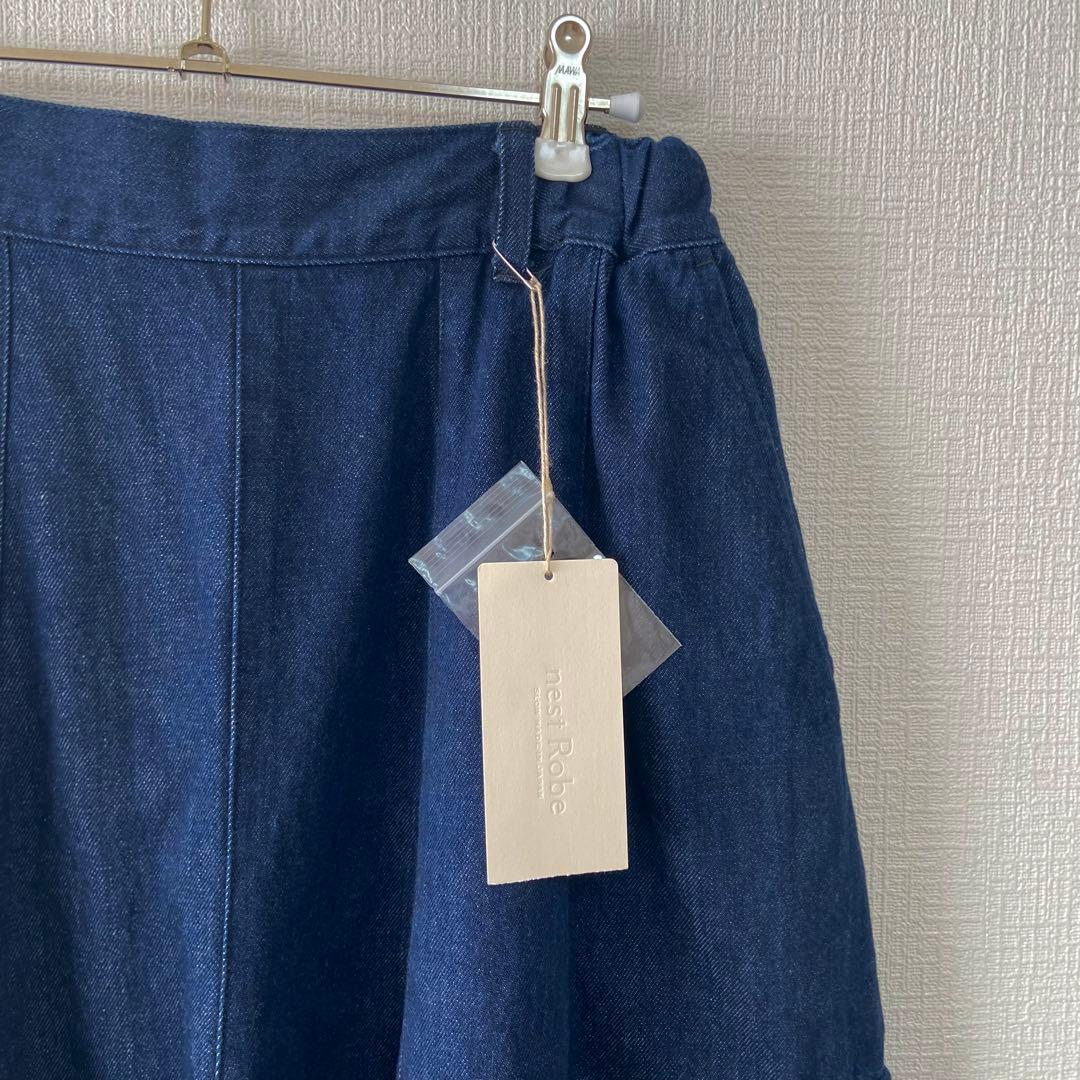 nestRobe コットンデニムバレルパンツ ワイドデニム