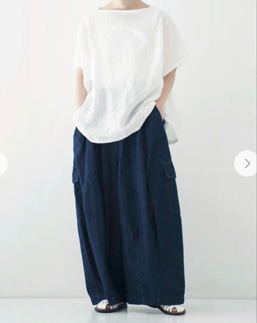 nestRobe コットンデニムバレルパンツ ワイドデニム