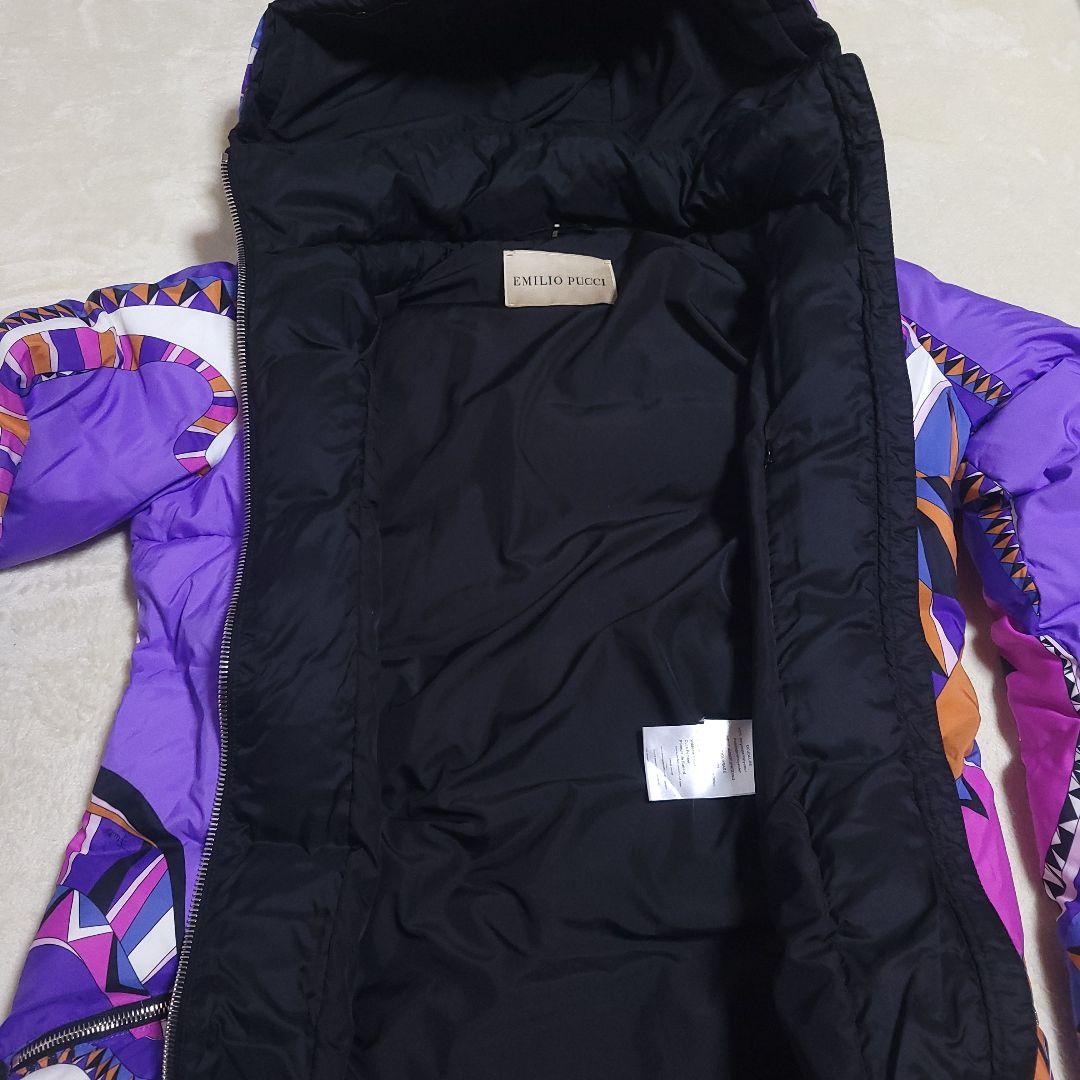 EMILIO PUCCI ダウンコート 12 XL プッチ柄 紫 総柄　左襟汚れ
