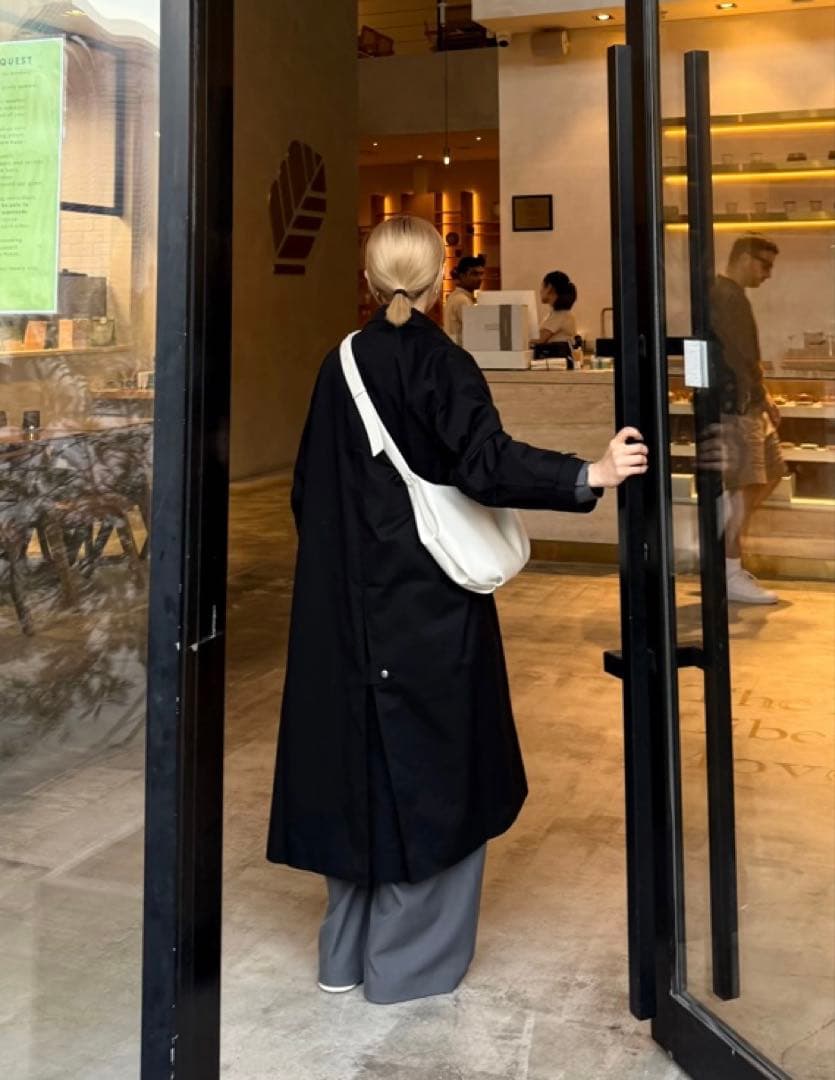 FASHIRU ファシル　ステンカラーコート　ブラック　ミドル丈