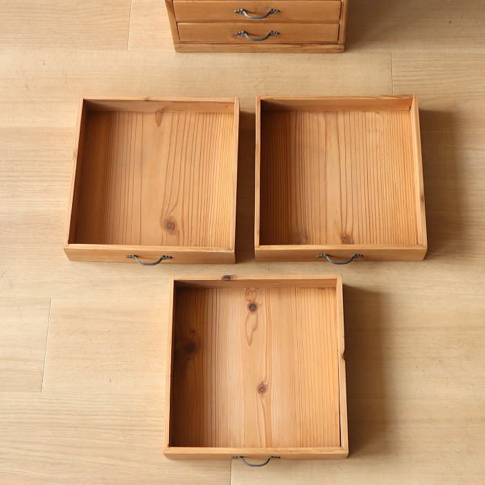 アンティーク 整理箱 タンス 古家具 引き出し5杯 無塗装 無垢材