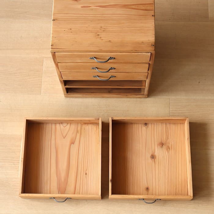 アンティーク 整理箱 タンス 古家具 引き出し5杯 無塗装 無垢材