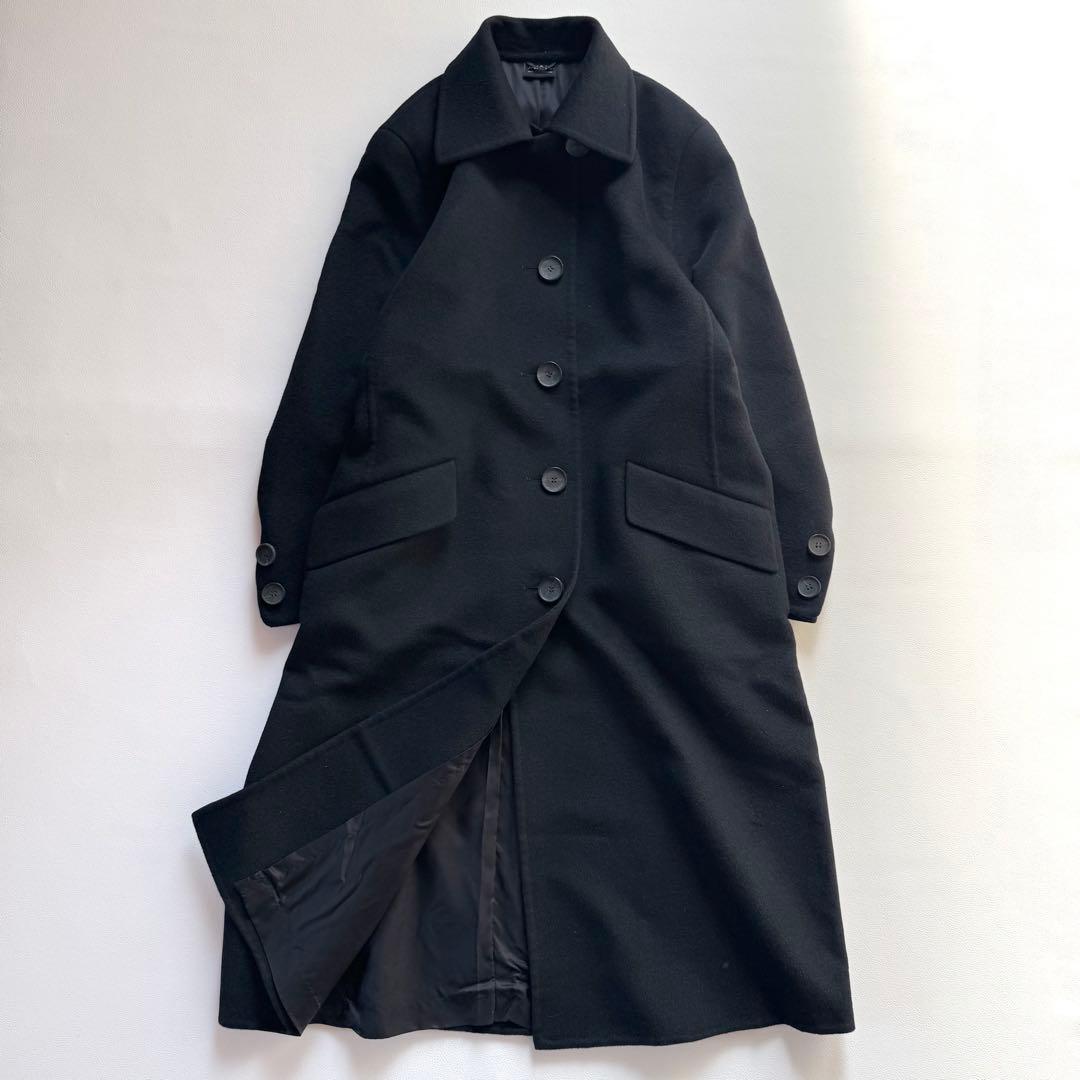美品 AKRIS ロングコート カシミヤ アンゴラブレンド 着丈114㎝ 黒