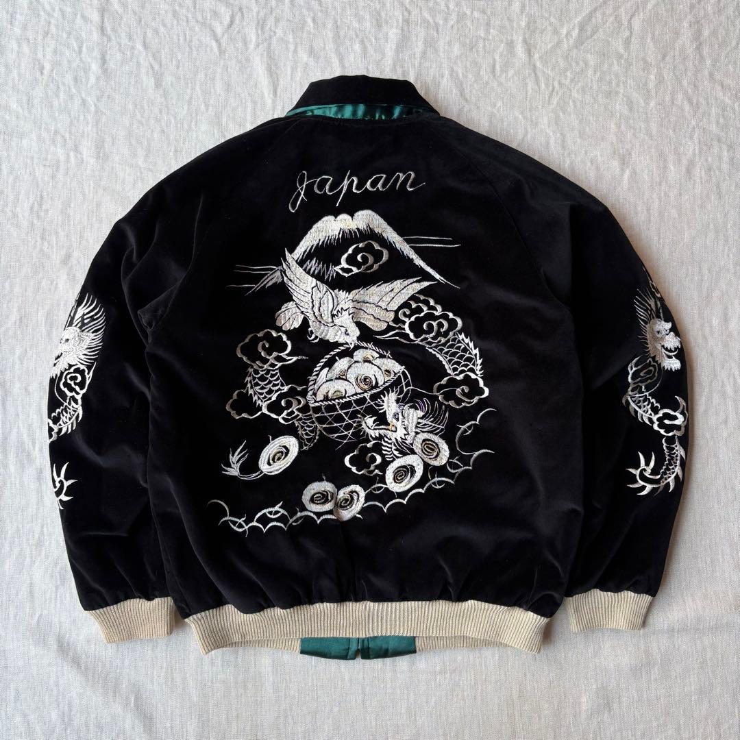 美品 テイラー東洋 襟付き リバーシブル 別珍 スカジャン 鷲&龍×無地マップ
