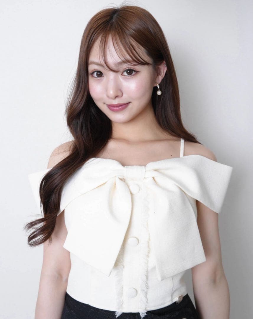 ツイードリボンオフショルトップス