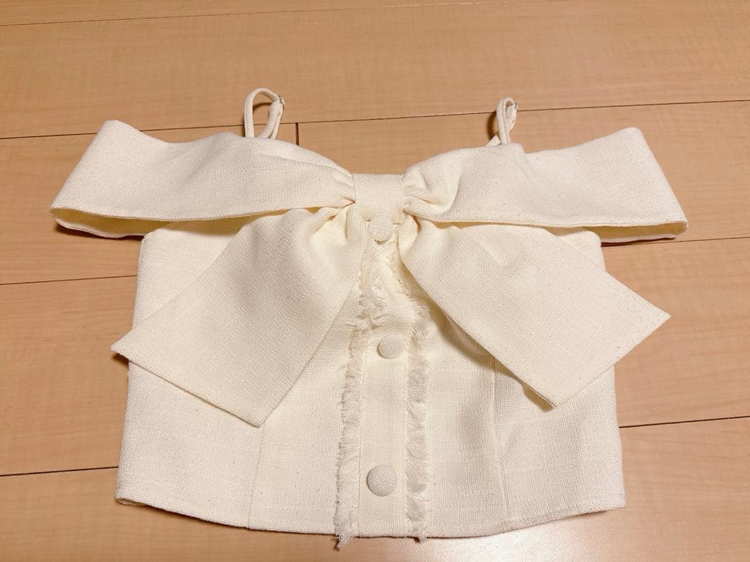 ツイードリボンオフショルトップス