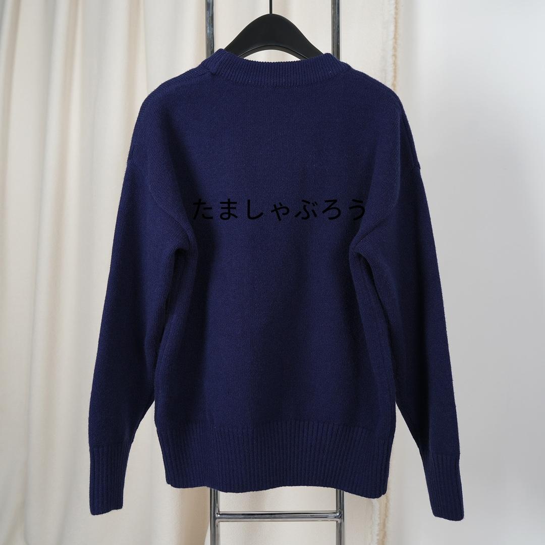 AMI PARIS ハート刺繍 クルーネックニットセーター 秋冬 ユニセックス