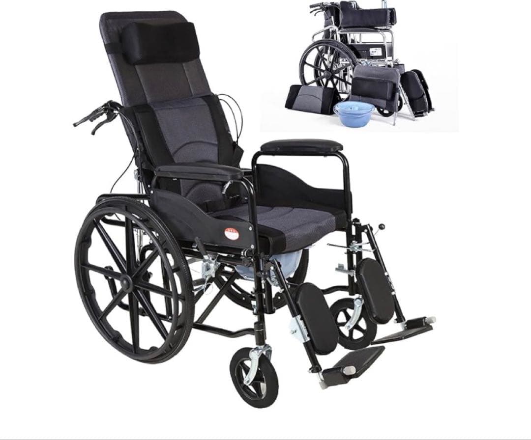 車椅子 リクライニング 折りたたみ 軽量 コンパクト 介護 車いす 便器付き