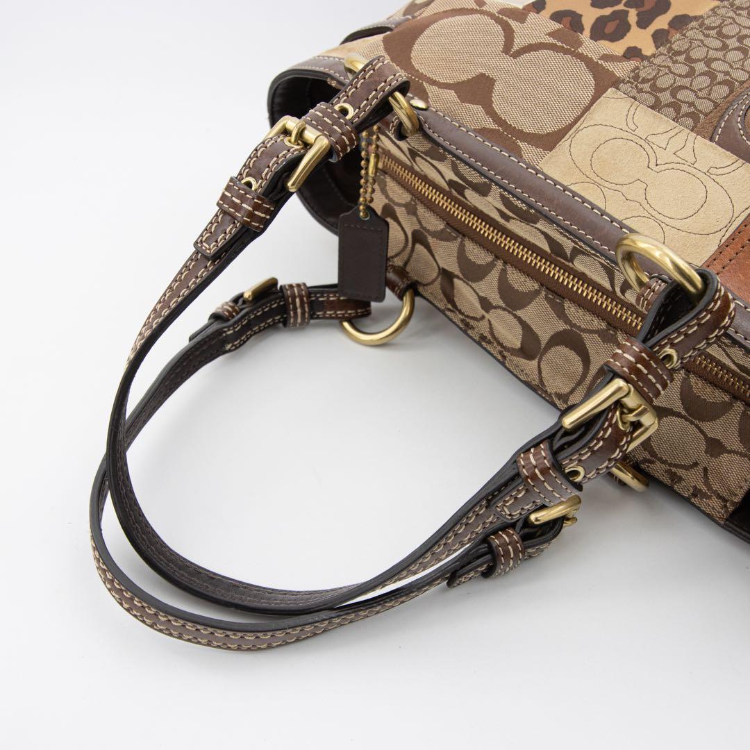 A144【美品】COACH／コーチ　トートバッグ　シグネチャー　パッチワーク