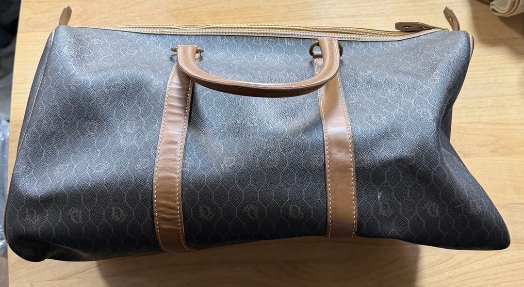 【鍵付き】ディオール ボストンバッグ ハニカム柄 ダークグレー PVC レザー