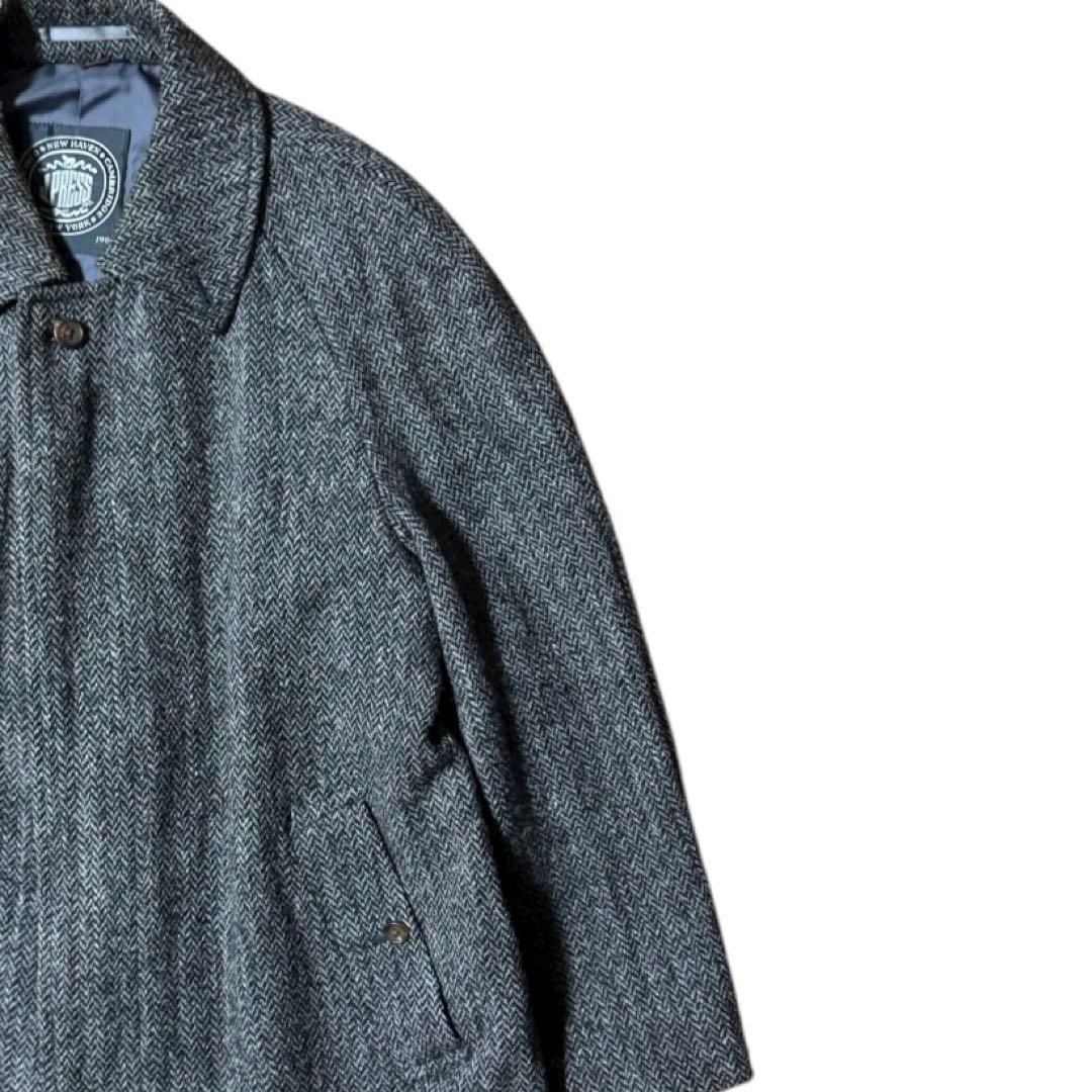 J.PRESS HARRIS TWEED ウール ステンカラーコート グレー