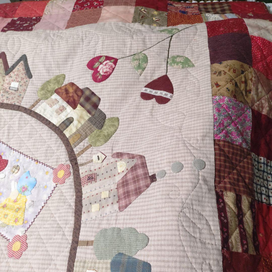 ハンドメイド　パッチワークベッドカバー