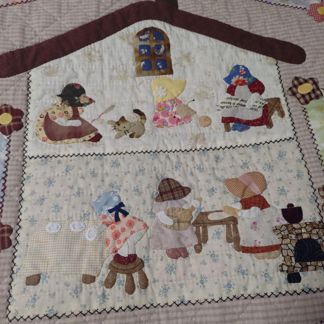 ハンドメイド　パッチワークベッドカバー