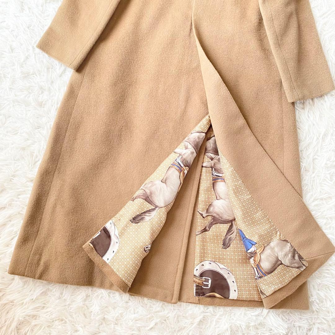 稀少 美品◆HERNO 高級ロングコート カシミヤ イタリア ダブル ベージュ