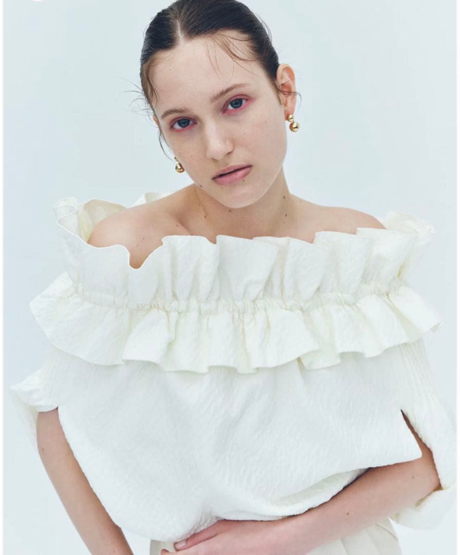 トップス L'AUBE BLANC Raffle balloon cape Blouse